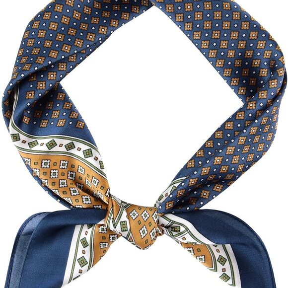 Other - Vintage Silk Feel Square Scarf for Men Satin Bandana Tiny Medallion Print Necker